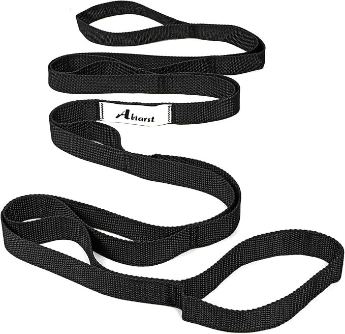 Stretching Strap Yoga Straps for Physical Therapy, 10 Loops Non-Elastic Stretch Band for Pilates, Flexibility, Exercise and Gymnastics-FlexoryFit
