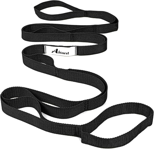 Stretching Strap Yoga Straps for Physical Therapy, 10 Loops Non-Elastic Stretch Band for Pilates, Flexibility, Exercise and Gymnastics-FlexoryFit