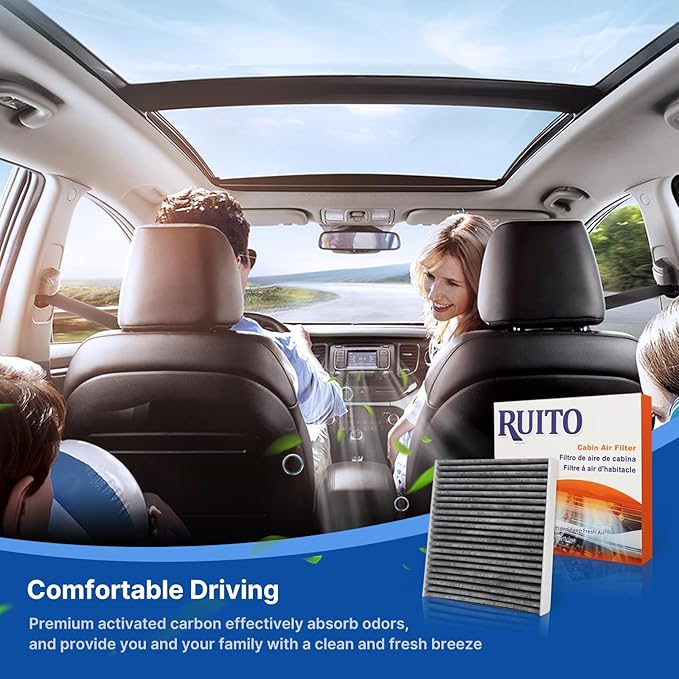 RUITO Cabin Air Filter includes Activated Carbon, Fits 2019-2024 QX50, 2022-2024 QX55, 2022-2024 QX60, 2019-2024 ALTIMA, Replacement for CF12552, 27277-5NA1A, 27277-6CA0A