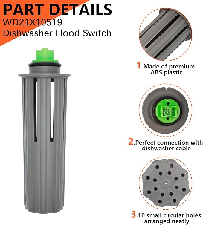 New Upgrade WD21X10519 GE Dishwasher Flood Switch Compatible gdt gdf series GE Appliance Switch Flood Asm Replacement WD21X10492 WD21X20204 3028650 PS8690623 AP5781465