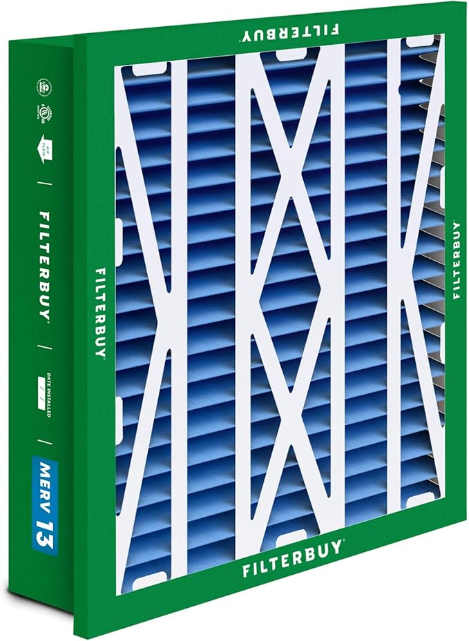 Filterbuy 20x20x5 Air Filter MERV 13 Optimal Defense (1-Pack), Pleated HVAC AC Furnace Air Filters Replacement for Honeywell Return Grille FC40R1003 (Actual Size: 18.38 x 18.38 x 3.69 Inches)