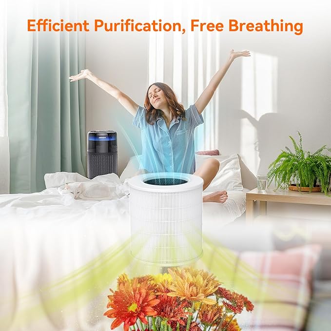 AIRROMI A2005 HEPA Air Purifier Replacement Filter, 3-In-1 Original Filter, Remove 99.97% of 0.3 Micron Particle 2Pack White