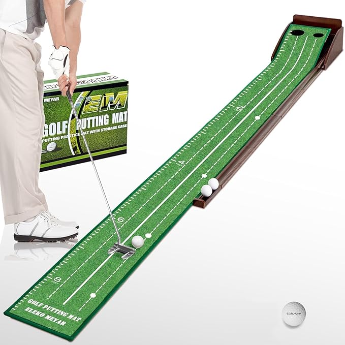 Putting Green Putting matt for Indoors Golf Putting Mat - Indoor Putting with Ball. Putting matt for Golf Practice, Portable and Easy to Clean. Great Gift
