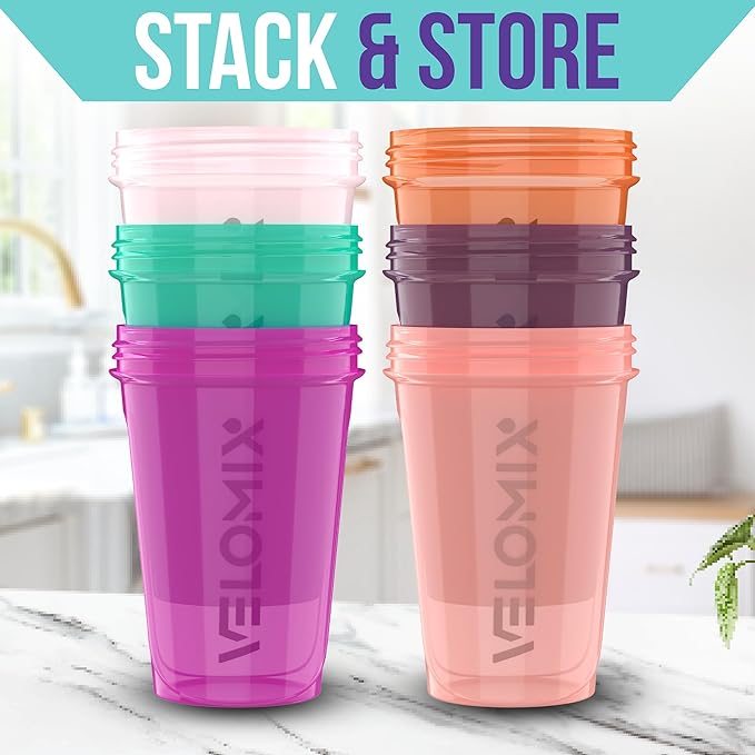 '-6 PACK- 20 OZ Protein Shaker Bottles for Protein Mixes, Shaker Cups for Protein Shakes, Small Shaker Bottle Pack, Shaker Cup, Shakers for protein Shakes (Rose Garden - 6 Pack)-FlexoryFit