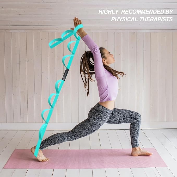 Premium Durable Stretch Straps with Loops, Stretching Strap for Physical Therapy, Multi-Loop Yoga Strap Fitness Exercise Strap for Yoga, Pilates, Dance, Flexibility&Exercise-FlexoryFit