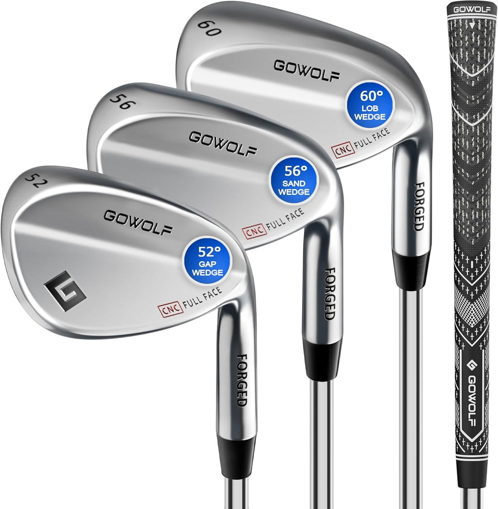 Gowolf Forged Golf Wedges 50/52/54/56/58/60/69 Degree Single or Sets for Men, Right Hand Premium Full Face Gap Wedge Sand Wedge Lob Wedge Golf Club, Great Golf Gifts - CNC Milled Face for More Spin