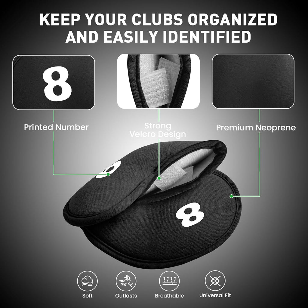 Golf Club Covers Set Neoprene Protector for Irons Value 12 Pack, Headcover Number Universal Head Cover Fit Main Irons Clubs Accessories for Women Men