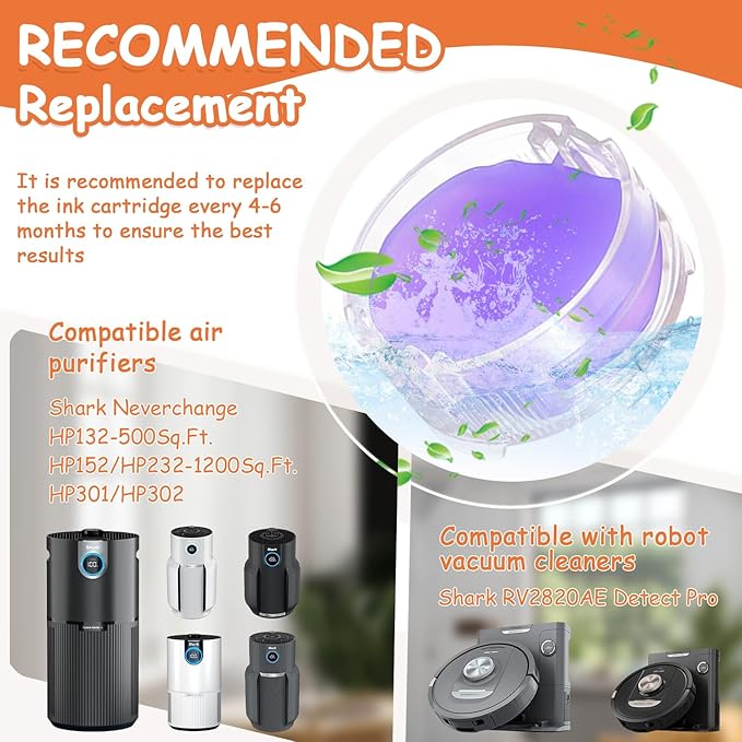 4Pack Odor Neutralizer Replacement Cartridge fit for Shark AZ3000 AZ3002 HZ3000 IZ862H IZ562H ZD550 ZU102 LA702 Odor Elimination Replacement 1541FC3000(Lavender)