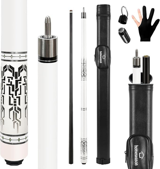 HomeSeason Glass Fiber Pool Cue 58" Professional Pool Stick 12.7mm 4-Layer Tip Low Deflection Cue Stick, 3 * 8/8Joint Pin, Ultra-Smooth, Billiard Cue Sticks-FlexoryFit