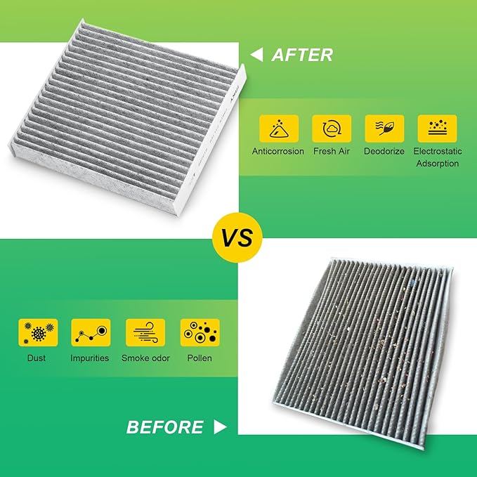 CF10285 Cabin Air Filter with Activated Carbon Compatible with Subaru Toyota Camry 4Runner Rav4 Lexus Pontiac Scion Jaguar Land Rover CP285