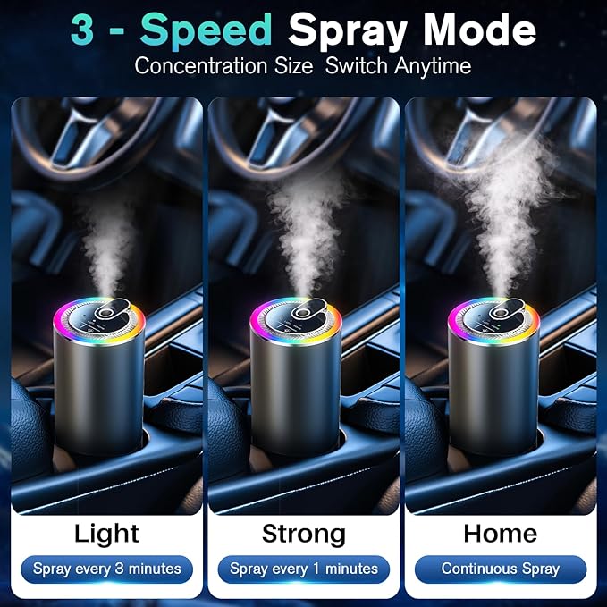Smart Car Air Freshener with Starry Sky Projection, 50ml Perfume Air Fresheners Diffuser 6 Months Long-Lasting Fragrance for Car, RGB Music-Sync Lights, Auto On/Off Intelligent, 3 Modes, Fresh Pear
