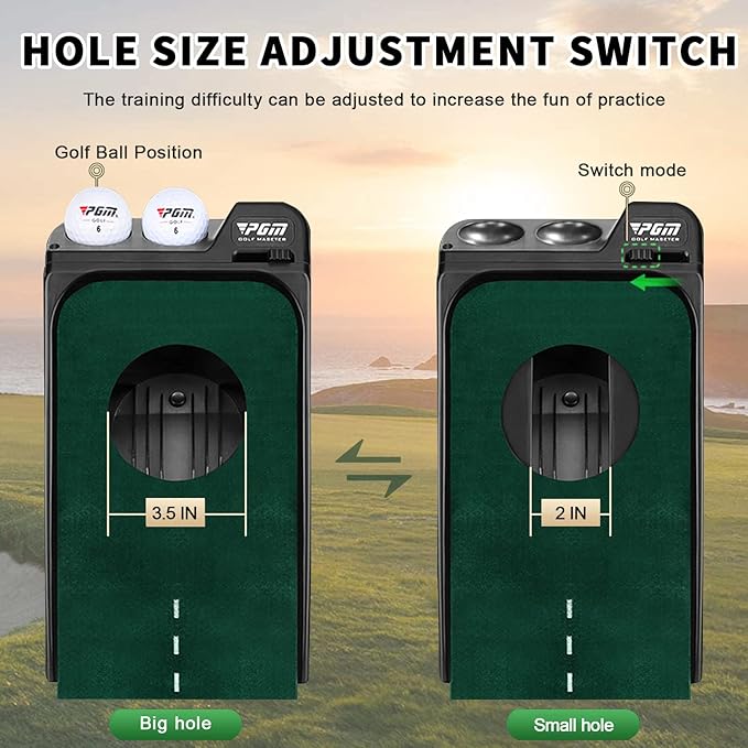 PGM Putting Green Indoor - Golf Mat With Electric Ball Return - Portable Putting Matt for Indoors - Practice Game for Home and Office - Gifts and Accessories for Men