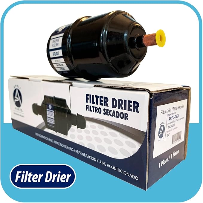 Appli Parts APFD-082S 1/4 in Liquid Line Refrigerant AC Filter Drier hvac Refrigeration 082S ODF Sweat Solder connection universal unidirectional 6in long 2-1/4 in wide