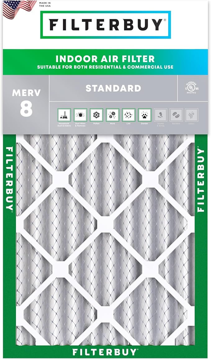 Filterbuy 14x25x4 Air Filter MERV 8 (MPR 700) Dust Defense Replacement (1-Pack), Electrostatic Pleated HVAC AC Furnace Filters, Made in USA (Actual Size: 13.88 x 24.88 x 3.63)