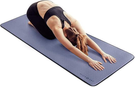 MICRODRY Deluxe Fitness Exercise Yoga Mat for Home & Gym, Extra Thick for High Impact Training, Multi Layered Skid Resistant Surface, Odor Neutralizing with Carrying Strap-FlexoryFit
