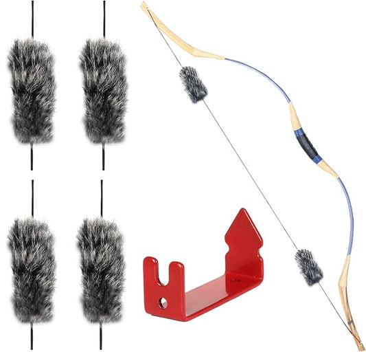 SOPOGER Archery Bow String Silencers - 2 Pair Otter Hide & String Separator Recurve Bow Stabilizer Bowstring Dampener for Longbow Traditional Bow Hunting Shooting Practicing