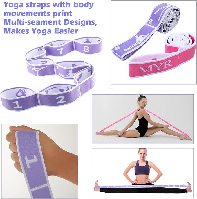 2Pcs Stretching Strap for Kids, Elastic Yoga Straps with Loops for Stretching Equipment, Kids Stretch Band, Resistance Bands, Gymnastics Stretch Band for Trainer Gymnastics Training, Yoga, Latin-FlexoryFit