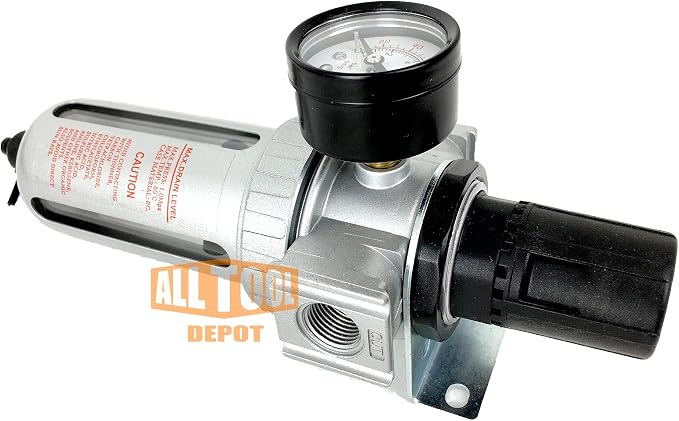 1/4" NPT Mid Flow Compressed Air In Line Filter Regulator Combo Piggyback - Image 3