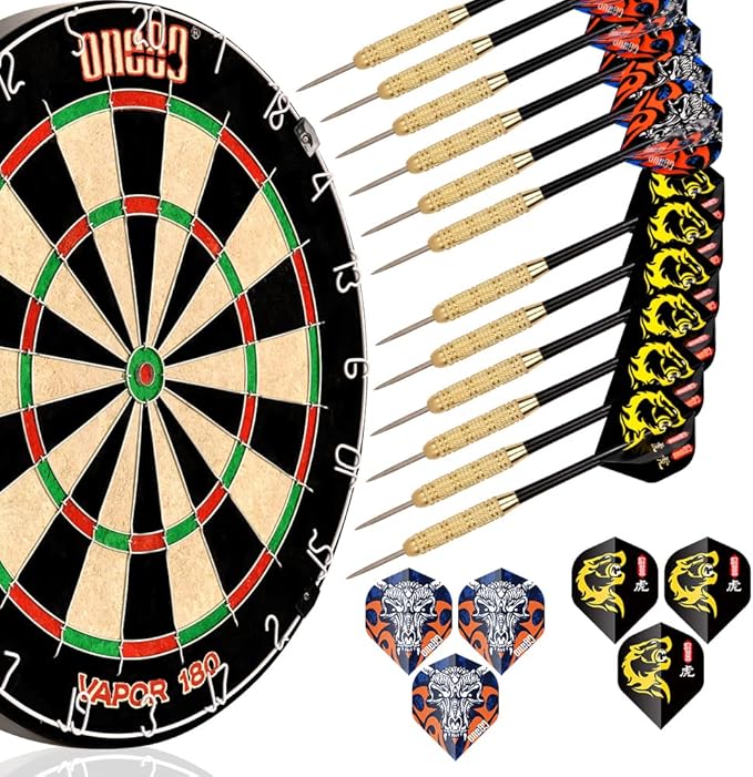 Vapor 180 Bristle Dartboard Staple Free Bullseye Steeltip Darts Extra Flights