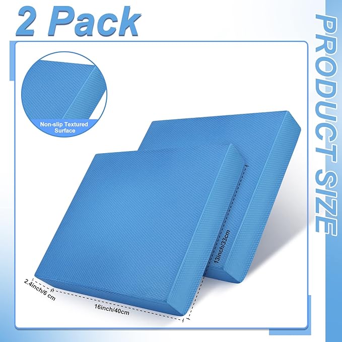 Hungdao 2 Pcs Balance Pad Thick Foam Pad Yoga Core Training Exercise Pad for Adults Physical Therapy Fitness Stability Workout Knee Ankle Strength Training Home Work Floor-FlexoryFit