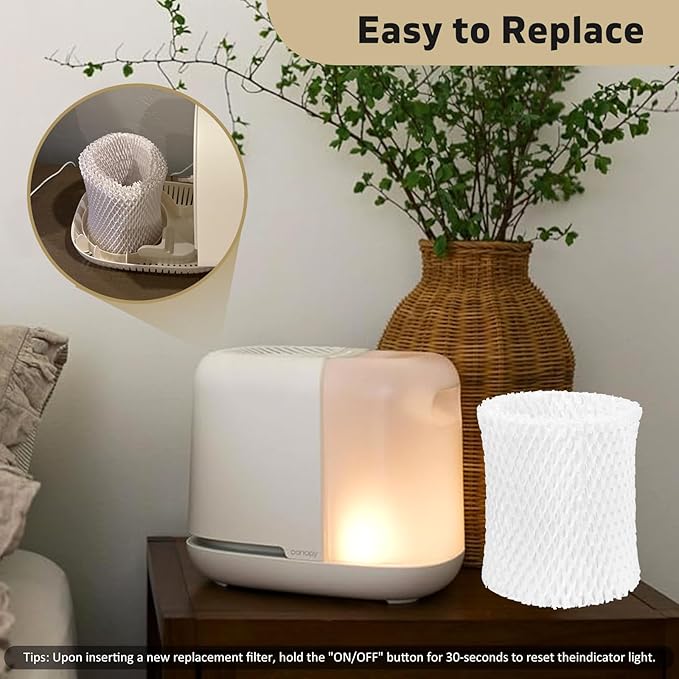 6 Pack Humidifier Replacement Filter for Canopy Bedside and Nursery Humidifier, Natural Wood Pulp & Paper Material, Humidifier Wicking Filter Lasts 6 Weeks