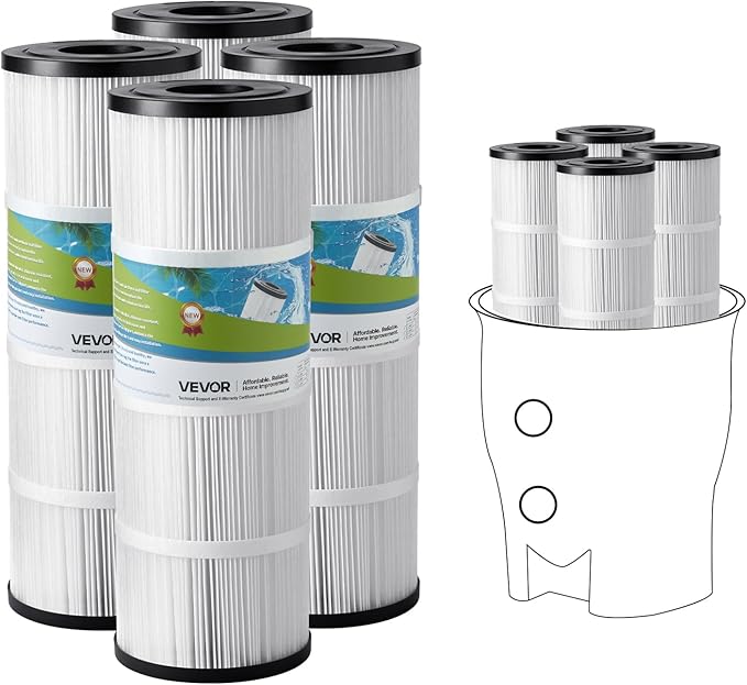 VEVOR PLFPCC80 Pool Filter Replaces Pentair CCP320, Pleatco PCC80-PAK4, Ultral-A5, Unicel C-7470, R173573, Filbur FC-1976, 178580, 817-0081, Clean and Clear Plus 320, L x OD:20"x 7", 4 x 80 sq.ft