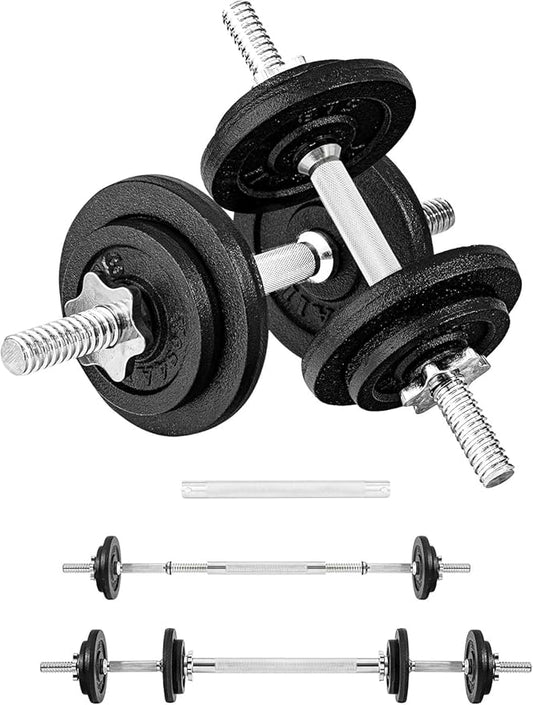 Yes4All Old School Adjustable Dumbbell Set with Weight Plates, Star Lock Collars/Connector, 40lbs to 200lbs Adjustable Weight Plates Set-FlexoryFit