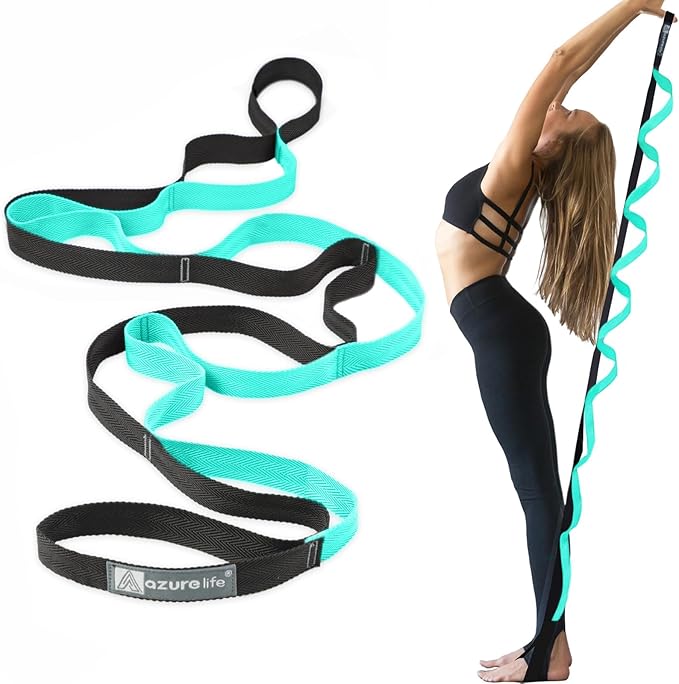 Premium Durable Stretch Straps with Loops, Stretching Strap for Physical Therapy, Multi-Loop Yoga Strap Fitness Exercise Strap for Yoga, Pilates, Dance, Flexibility&Exercise-FlexoryFit