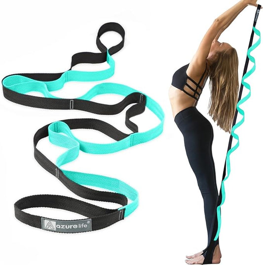 Premium Durable Stretch Straps with Loops, Stretching Strap for Physical Therapy, Multi-Loop Yoga Strap Fitness Exercise Strap for Yoga, Pilates, Dance, Flexibility&Exercise-FlexoryFit