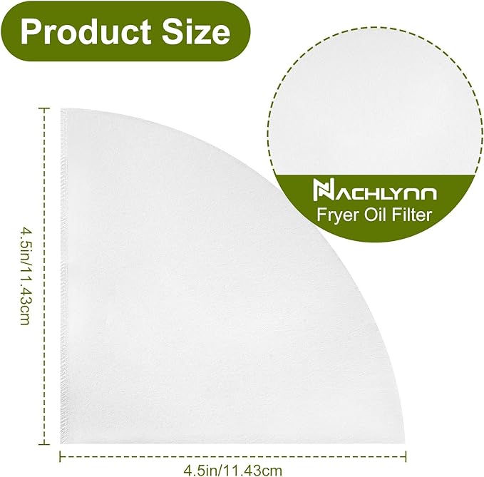 NACHLYNN 100pcs Fryer Oil Filter 4.5 Inch Cooking Oil Filter Kitchen Oil Filters Non-Woven Filter Cones Maple Syrup Filters Beeswax Filters Grease Filter Cones for Restaurant Kitchen Cafe Hotel