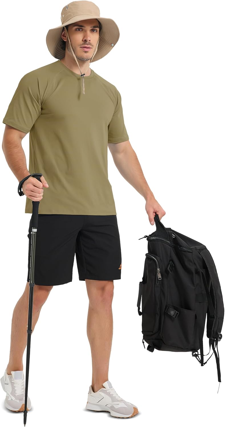 MAGCOMSEN Men's Short Sleeve UPF 50+ Sun Protection Shirts Quick Dry Athletic T-Shirt Hiking Running Swimming Rash Guard