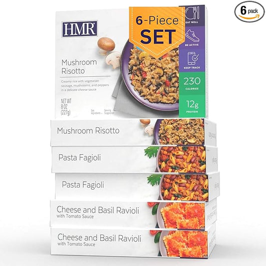 HMR Vegetarian Entrée Pack | Pre-packaged Lunch or Dinner to Support Weight Loss | Pack of 6 Ready to Eat Meals | 10-14 grams of Protein per Entrée | Low Calorie Food | 8oz Servings per Meal-FlexoryFit