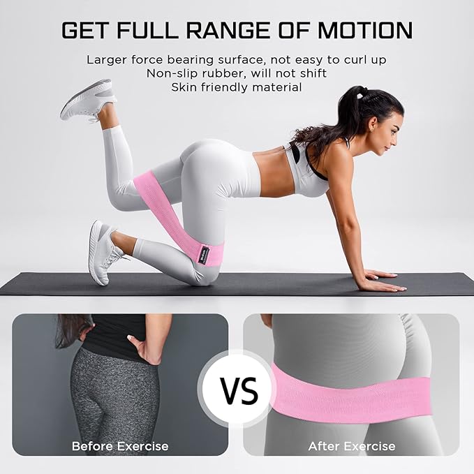 12 Pcs Fabric Resistance Bands for Working Out Booty Workout Stretch Exercise Bands Non Slip for Legs Squat Resistance Loop for Women Men Starter Butt Hip Thigh Fitness-FlexoryFit