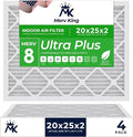 MervKing 20x25x2 Air Filter Actual Size: 19.7" x 24.7" x 1.75" MERV 8 MPR 600-700 | MADE IN USA | 4-Pack | Pleated HVAC AC Furnace Replacement