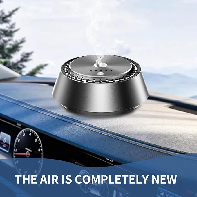 Wireless Car Aromatherapy Diffuser – Ultrasonic Nano Mist, 3-Speed Control, Rechargeable Humidifier & Air Freshener, Alloy PC Design (1, Machine + 4 Oil)