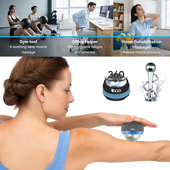 iECO Cryosphere Cold Massage Roller Ball – Ice Cold and Hot for Deep Tissue and Sore Muscle Relief of Stiffness and Stress, Body, Neck, Back, Foot, Plantar Fasciitis, Gifts for Him-FlexoryFit