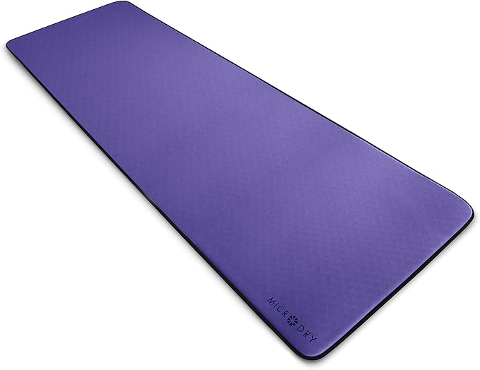 MICRODRY Deluxe Fitness Exercise Yoga Mat for Home & Gym, Extra Thick for High Impact Training, Multi Layered Skid Resistant Surface, Odor Neutralizing with Carrying Strap-FlexoryFit