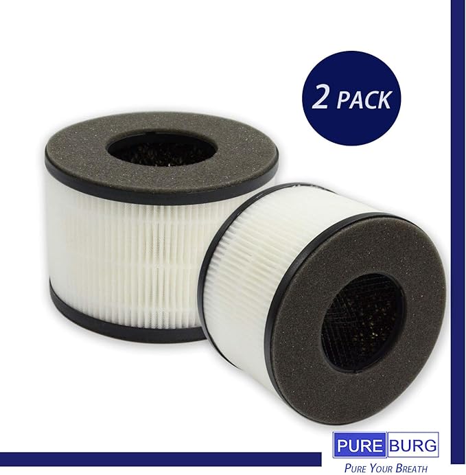 PUREBURG Replacement Filters Compatible with PARTU & Slevoo BS-03 Air Purifier,2-Pack H13 True HEPA 3-Stage Filtration Activated Carbon Air Clean Dust VOCs Odor