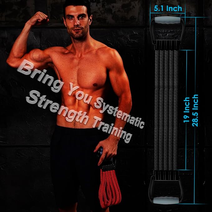 5-Level Chest Expander with Adjustable Resistance Bands, Exercise Band with Handle, Suitable for Men and Women of Different Strength Classes Fitness, Yoga, Training Home Gym Equipment-FlexoryFit