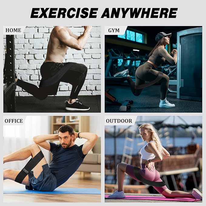 12 Pcs Fabric Resistance Bands for Working Out Booty Workout Stretch Exercise Bands Non Slip for Legs Squat Resistance Loop for Women Men Starter Butt Hip Thigh Fitness-FlexoryFit