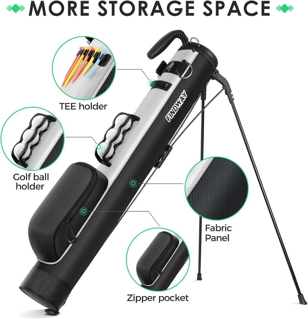 Findway Golf Stand Bag, Small Golf Bag for The Driving Range, Par 3 and Executive Courses, Lightweight Golf Club Carry Bag with Ball Holder and Pockets for Men Women