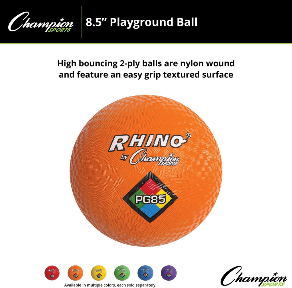 Champion Sports Playground Balls – Single Balls & Sets, Multiple Colors, Durable Nylon-Wound Construction for Kickball & Indoor/Outdoor Play