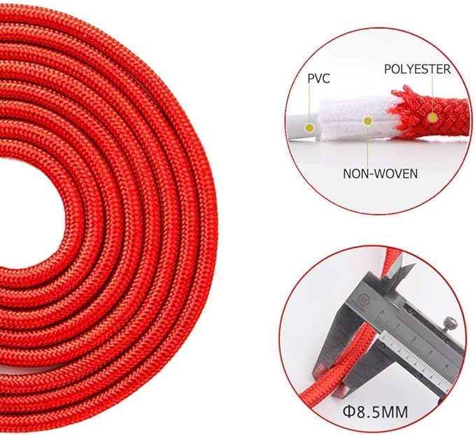 Redify Weighted Jump Rope for Workout Fitness(1LB), Tangle-Free Ball Bearing Rapid Speed Skipping Rope for MMA Boxing Weight-loss,Aluminum Handle Adjustable Length 9MM Fabric Cotton+9MM Solid PVC Rope-FlexoryFit
