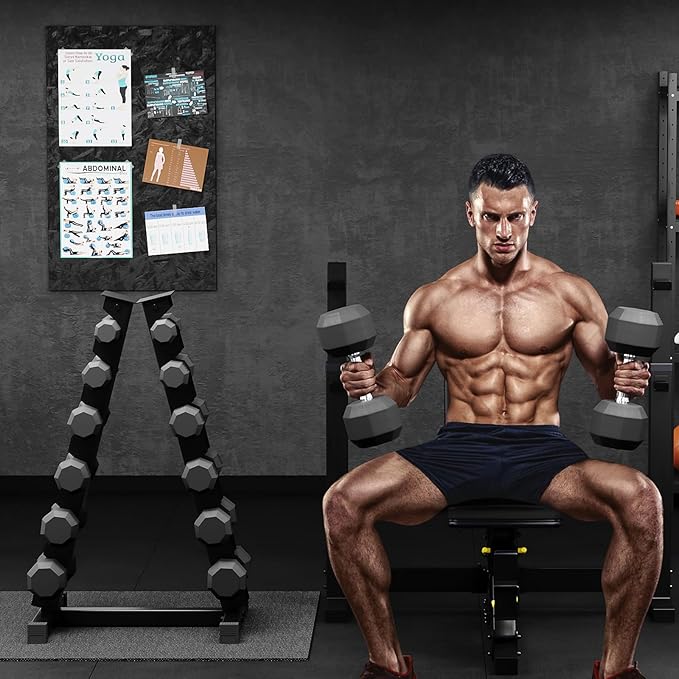 Rubber Coated Hex Dumbbell Weight Set, Multiple Sizes Exercise & Fitness Dumbbells,100LB Set,110LB Set,200LB,350LB,450LB,550LB, 35-50Lbs Pairs for Muscle Toning, Strength Building & Full Body Workout-FlexoryFit