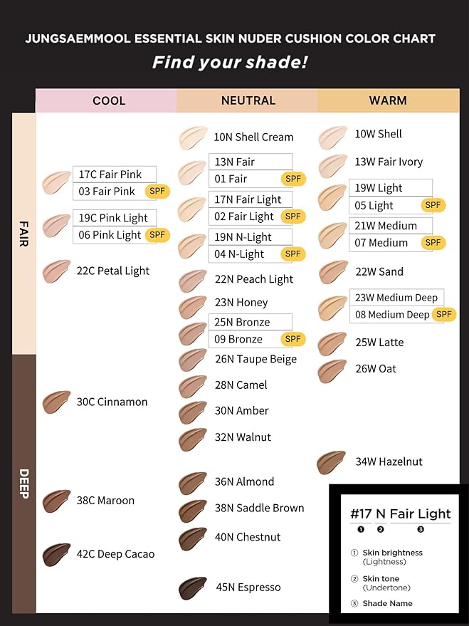 JUNG SAEM MOOL Essential Skin Nuder Cushion 25N Bronze 0.49 Fl Oz, No Refill, Natural Radiant Finish Cushion Foundation with Buildable Coverage, Lightweight Texture, Korean Foundation Makeup-FlexoryFit