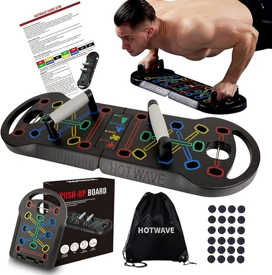 HOTWAVE Push Up Board Fitness, Portable Foldable 20 in 1 Push Up Bar at Home Gym, Pushup Handles for Floor. Professional Strength Training Equipment For Man and Women,Patent Pending-FlexoryFit