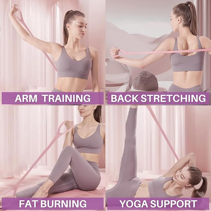 LEZER Figure 8 Resistance Band, Fitness Elastic Rope, Execrise Workout for Arm, Back, Chest and Shoulder, Yoga, Pilates, Stretching, Physical Therapy Equipment-FlexoryFit