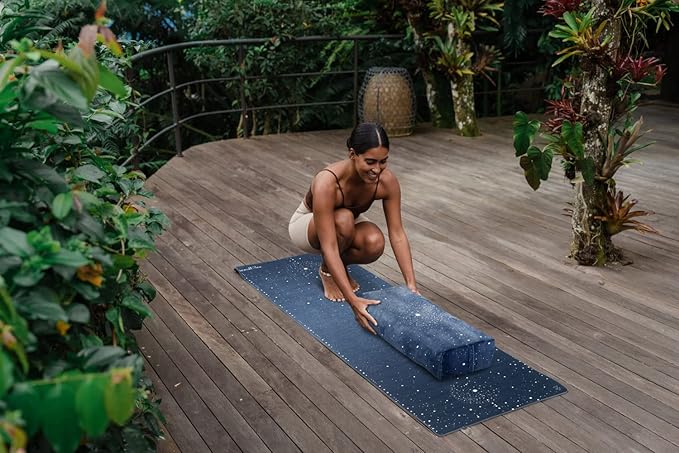 YOGA DESIGN LAB | The Yoga Bolster | Comfortable, Supportive Eco-Friendly Luxury Yoga Cushion | Recycled Plastic Bottle Microfiber | Natural Cotton, Foam Filling (Celestial)-FlexoryFit
