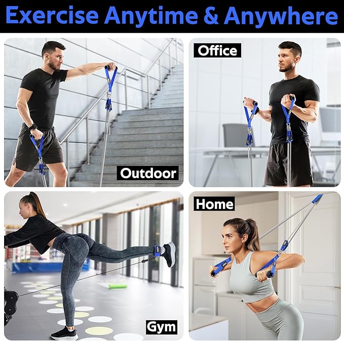 WALITO Resistance Bands Set - Exercise Bands with Handles, Door Anchor, Legs Ankle Straps, for Heavy Resistance Training, Physical Therapy, Muscle Training, Yoga, Home Workouts-FlexoryFit