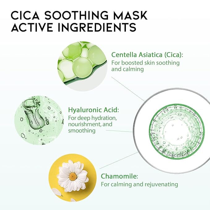 #OOTD Face Mask Korean Skincare for Dry Sensitive Skin | Hydrating, Revitalizing, Calming, Collagen, Ceramide, Cica, Vitamin C Serum Sheet Masks (12EA)-FlexoryFit